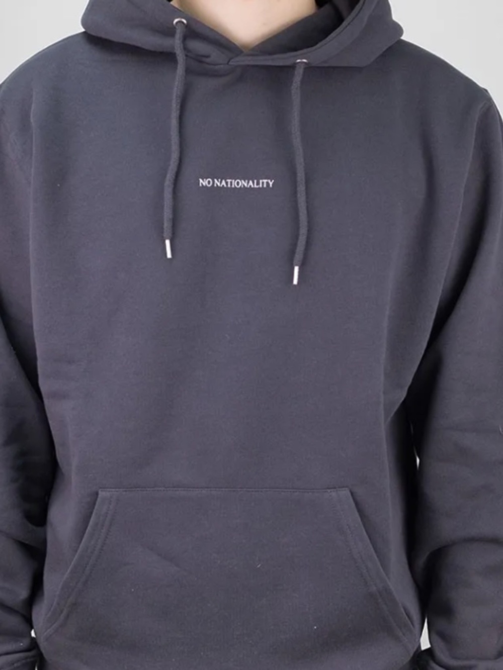 No Nationality NN07, Barrow Print Hoodie, Dark Grey, L